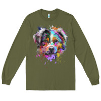 Army Green Splash Art Australian Shepherd   Aussie Lover Gifts Long Sleeve Tee - longCreatives