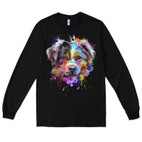 Black Splash Art Australian Shepherd   Aussie Lover Gifts Long Sleeve Tee - longCreatives
