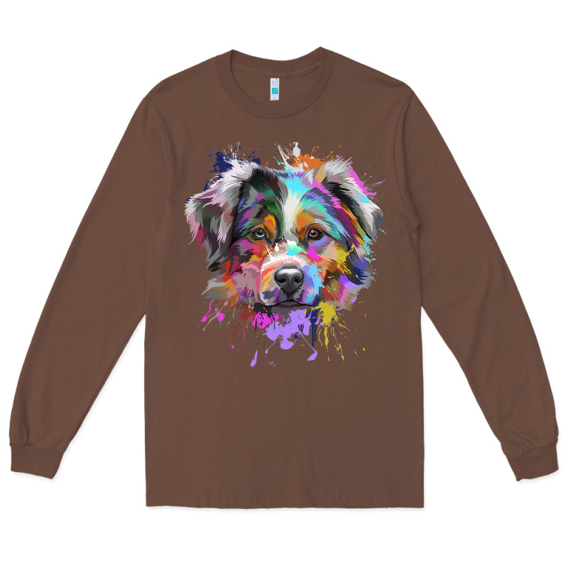 Splash Art Australian Shepherd   Aussie Lover Gifts Long Sleeve Tee by longCreatives | Teevron