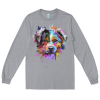 Heather Grey Splash Art Australian Shepherd   Aussie Lover Gifts Long Sleeve Tee - longCreatives