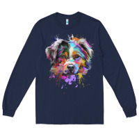 Navy Splash Art Australian Shepherd   Aussie Lover Gifts Long Sleeve Tee - longCreatives