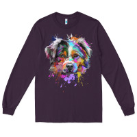 Plum Splash Art Australian Shepherd   Aussie Lover Gifts Long Sleeve Tee - longCreatives