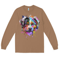 Toasted Coconut Splash Art Australian Shepherd   Aussie Lover Gifts Long Sleeve Tee - longCreatives
