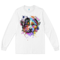 White Splash Art Australian Shepherd   Aussie Lover Gifts Long Sleeve Tee - longCreatives