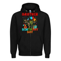 Black brother of the birthday boy t rex Zipper Hoodie - Artiststas