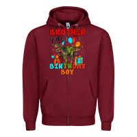 Burgundy brother of the birthday boy t rex Zipper Hoodie - Artiststas