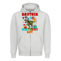 Dove Grey brother of the birthday boy t rex Zipper Hoodie - Artiststas