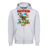 Heather Grey brother of the birthday boy t rex Zipper Hoodie - Artiststas