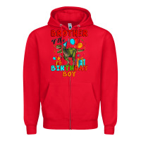 Red brother of the birthday boy t rex Zipper Hoodie - Artiststas