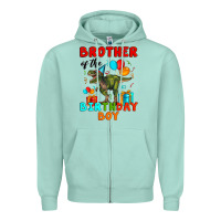 Seafoam brother of the birthday boy t rex Zipper Hoodie - Artiststas