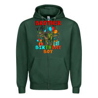 Sports Green brother of the birthday boy t rex Zipper Hoodie - Artiststas