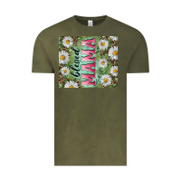 Vintage Olive Blessed mama with daisy and leopard Vintage Tee - RanaPortraitStore