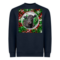 Navy christmas black angus cow Heavyweight Sweatshirt - LillyAllenDesigns