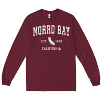 Burgundy Morro Bay California CA Vintage Athletic Sports Design Long Sleeve Tee - longCreatives