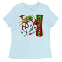 Baby Blue Christmas Character Ladies Tee - NancyCooperArtShop
