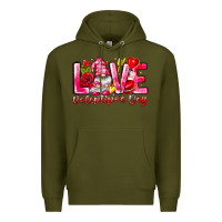 Army Green Love Valentines Day Gnome Premium Hoodie - CowhideDigitalArt