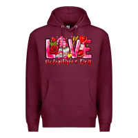 Burgundy Love Valentines Day Gnome Premium Hoodie - CowhideDigitalArt