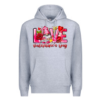 Heather Grey Love Valentines Day Gnome Premium Hoodie - CowhideDigitalArt