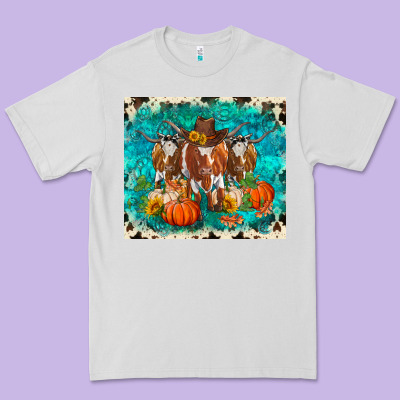 Fall Longhorn Cows Premium Tee Designed By Ranaportraitstore