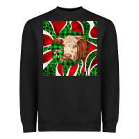 Black christmas hereford cow face Heavyweight Sweatshirt - LillyAllenDesigns