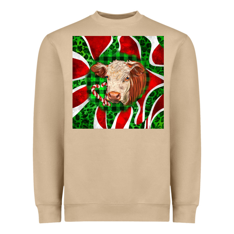 Christmas Hereford Cow Face Heavyweight Sweatshirt by LillyAllenDesigns | Teevron