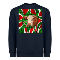Navy christmas hereford cow face Heavyweight Sweatshirt - LillyAllenDesigns