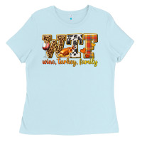Baby Blue WTF Wine Turkey Family Ladies Tee - texasbilliewilder