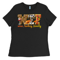 Black WTF Wine Turkey Family Ladies Tee - texasbilliewilder