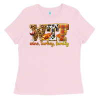 Bubblegum Pink WTF Wine Turkey Family Ladies Tee - texasbilliewilder