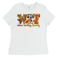 White WTF Wine Turkey Family Ladies Tee - texasbilliewilder