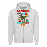 Dove Grey grandma of the birthday boy t rex Zipper Hoodie - Artiststas