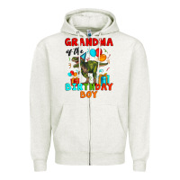 Oatmeal Heather grandma of the birthday boy t rex Zipper Hoodie - Artiststas