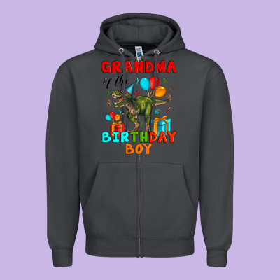 Grandma Of The Birthday Boy T Rex Zipper Hoodie Designed By Artiststas