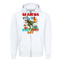 White grandma of the birthday boy t rex Zipper Hoodie - Artiststas