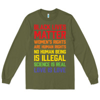 Army Green Black Lives Matter List Long Sleeve Tee - longCreatives