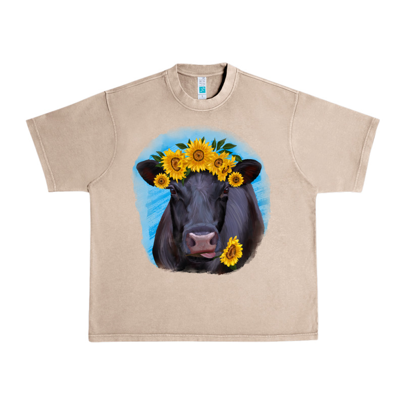 Black Angus With Sunflower Urban Heavy Tee by RanaPortraitStore | Teevron
