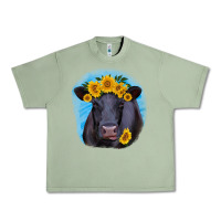 Oil Green black angus with sunflower Urban Heavy Tee - RanaPortraitStore