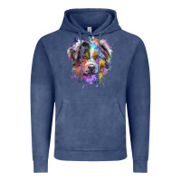 Vintage Denim Splash Art Australian Shepherd   Aussie Lover Gifts Vintage Hoodie - longCreatives