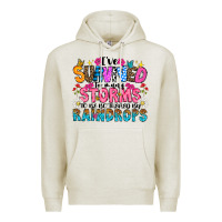 Oatmeal Heather ive survived too many storms to be thered by raind Premium Hoodie - CowhideDigitalArt