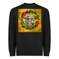 Black christmas charolais cow face Heavyweight Sweatshirt - LillyAllenDesigns