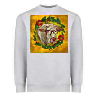 Heather Grey christmas charolais cow face Heavyweight Sweatshirt - LillyAllenDesigns