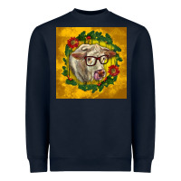 Navy christmas charolais cow face Heavyweight Sweatshirt - LillyAllenDesigns