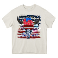 Cream bull skull america Heavy Core Tee - JahusDesignShop