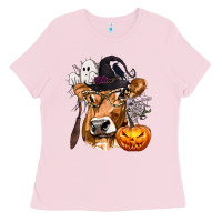 Bubblegum Pink Boo Heifer Cow Halloween Ladies Tee - texasbilliewilder