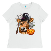 White Boo Heifer Cow Halloween Ladies Tee - texasbilliewilder