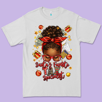 Santa Favorite Tax Specialist Afro Messy Bun Premium Tee Designed By Texasbilliewilder