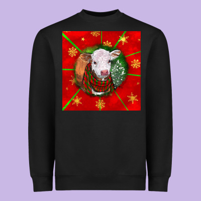 Christmas Hereford Calf Heavyweight Sweatshirt Designed By Lillyallendesigns