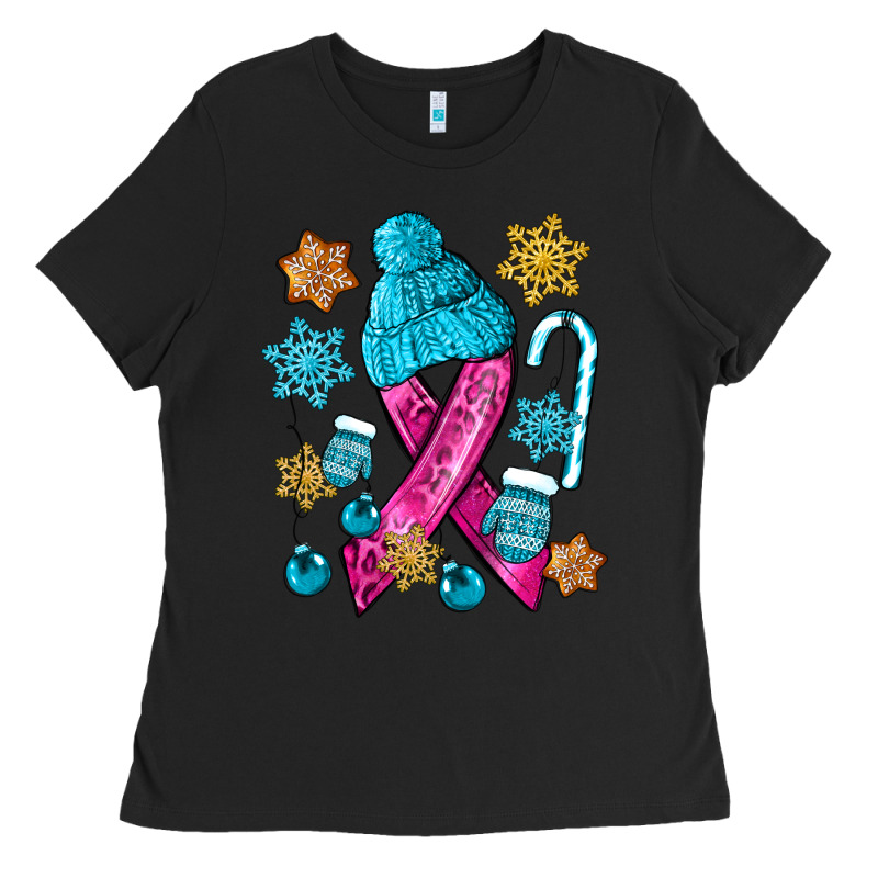 Winter Breast Cancer Ribbon Ladies Tee by NancyCooperArtShop | Teevron