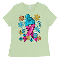 Matcha winter breast cancer ribbon Ladies Tee - NancyCooperArtShop