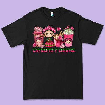 Cafecito Y Chisme With Coffee Cups Premium Tee Designed By Texasbilliewilder